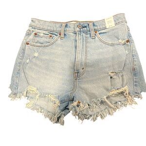 Abercrombie & Fitch High Rise Light Wash Distressed Shorts Size 27 New with Tags